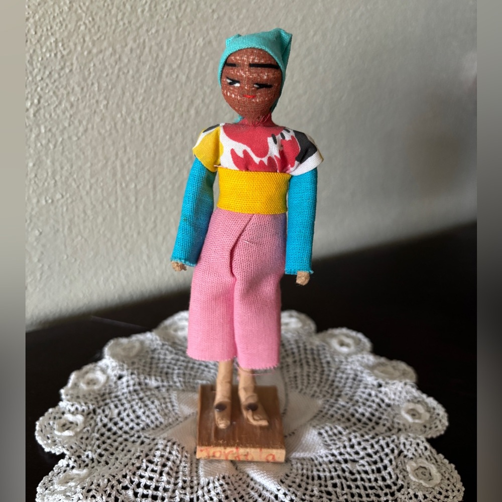 Handmade Folk Art Figurine Doll Hand painted Tortola British Virgin Islands
